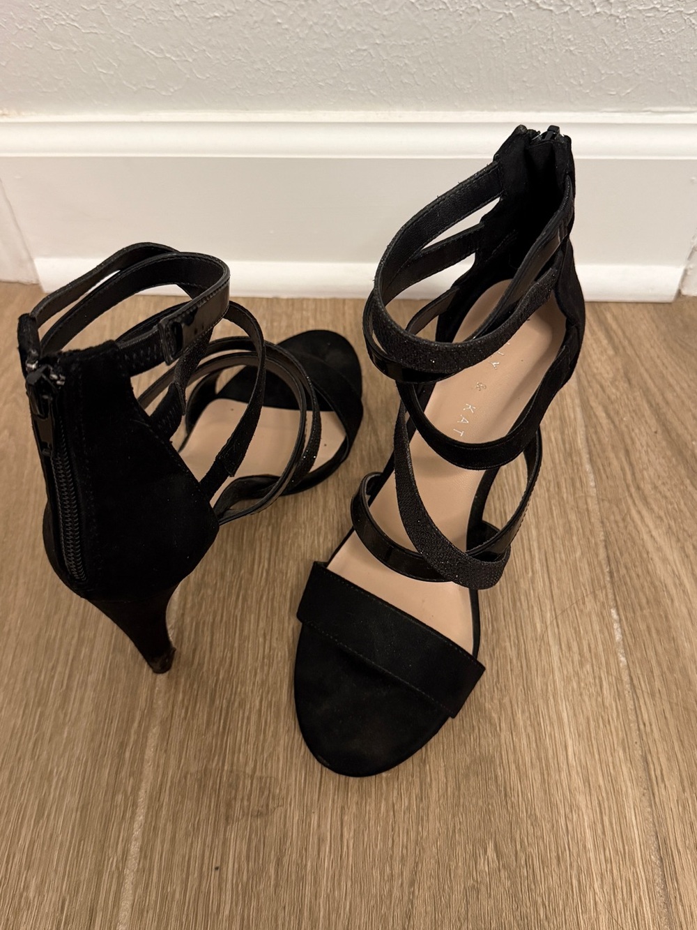 Strappy Black & Sparkly High Heels